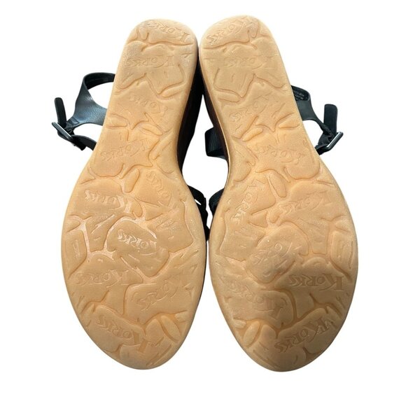 Korks Women's Size 8 Black Wedge Sandal Marley Woven Straps Adjustable Buckle - Picture 4 of 10